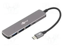 GOOBAY Hub USB 3.2 de 4 puertos, gris