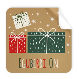 Etiquetas Regalo Euskera Adh. Rollo 250 Uds. Cuadradas 40X40 Navidad Eguberri On Kraft