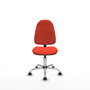 Silla de oficina Algarra con mecanismo Contacto permanente básico tapizada con Tela color Naranja oscuro. Equipada con Base cromada, Sin brazos y Ruedas de parqué