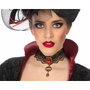 Atosa Collar de Encaje Negro con Gema Roja para Mujer Adulto