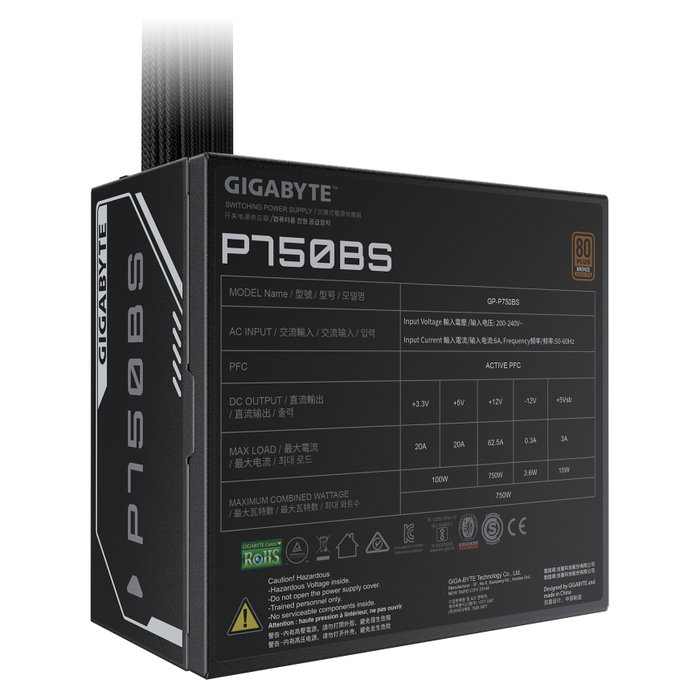 Gigabyte P750BS Fuente de alimentación 750 W 80 PLUS Bronze ATX Negro