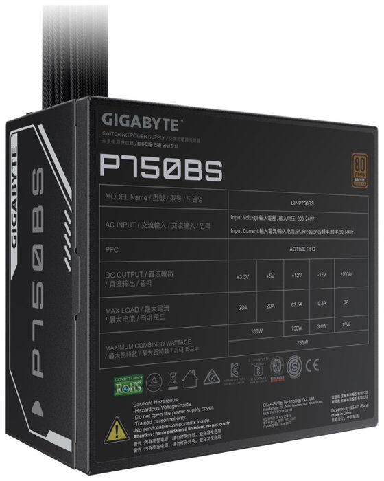 Gigabyte P750BS Fuente de alimentación 750 W 80 PLUS Bronze ATX Negro