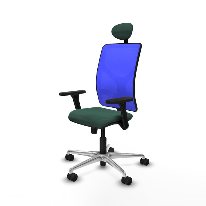 PIQUERAS Y CRESPO Silla de oficina Motilla con mecanismo Sincro, Verde botella y Azul
