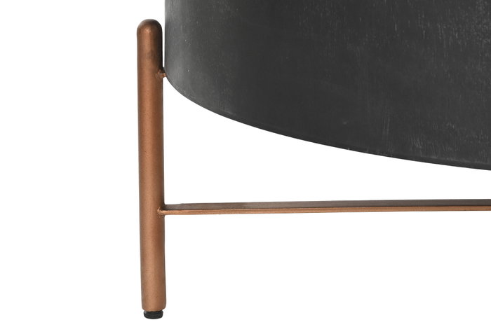 DKD Home Decor Mesa de Centro Mango y Metal Negro y Bronce