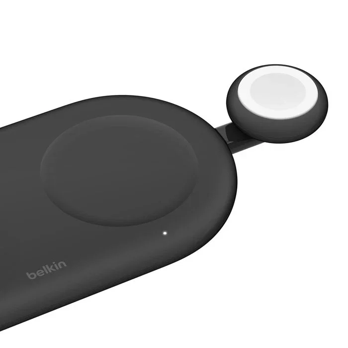 Belkin BoostCharge Cargador inalámbrico de carga rápida USB 5W para Apple Watch, color Negro/Blanco