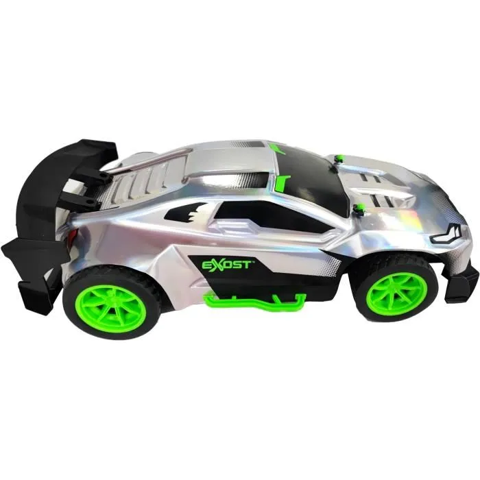 Exost Coche Teledirigido EXO3700224540227 Metal Cromado 1:14 15 km/h 31.5 cm Plateado y Verde para 5 Años