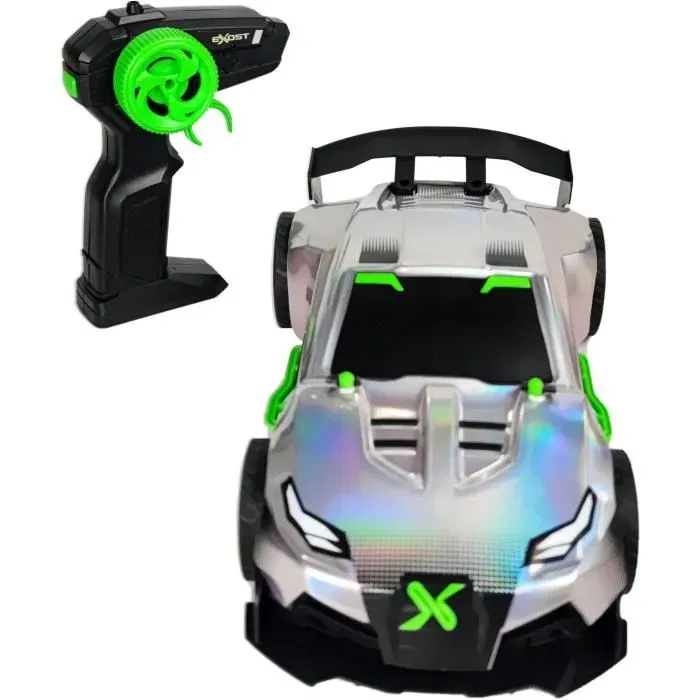 Exost Coche Teledirigido EXO3700224540227 Metal Cromado 1:14 15 km/h 31.5 cm Plateado y Verde para 5 Años