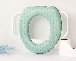 KioKids Petits moments Reductor WC Acolchado con Asas Protector Salpicaduras Verde Salvia +12 Meses