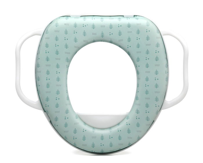 KioKids Petits moments Reductor WC Acolchado con Asas Protector Salpicaduras Verde Salvia +12 Meses