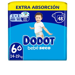 Dodot Pañales Etapas Extra Talla 6 para Bebés 14-20 kg, Pack de 48 unidades - Alta Absorción con Microperlas, Laterales Flexibles y Protección Antifugas