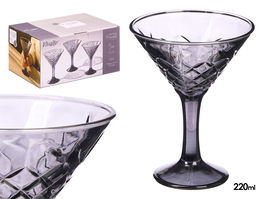 Vivalto Copa Troquelada Martini 220 ml Humo Gris 11.5x15x11.5 cm (Set de 24)
