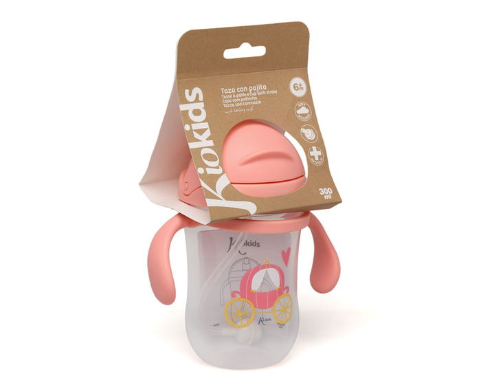 KioKids Taza Aprendizaje Step 3 con Asas Rosa 300 mL para Bebés +6 Meses sin BPA