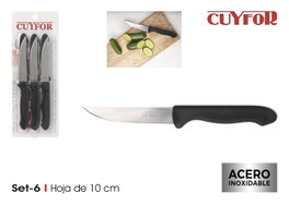 Cuyfor Set 6 Cuchillos Filo 10 cm Acero Inoxidable Mango Ergonómico Profesional (24 Unidades)
