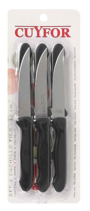 Cuyfor Set 6 Cuchillos Filo 10 cm Acero Inoxidable Mango Ergonómico Profesional (24 Unidades)