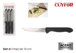 Cuyfor Set 6 Cuchillos Filo 10 cm Acero Inoxidable Mango Ergonómico Profesional (24 Unidades)