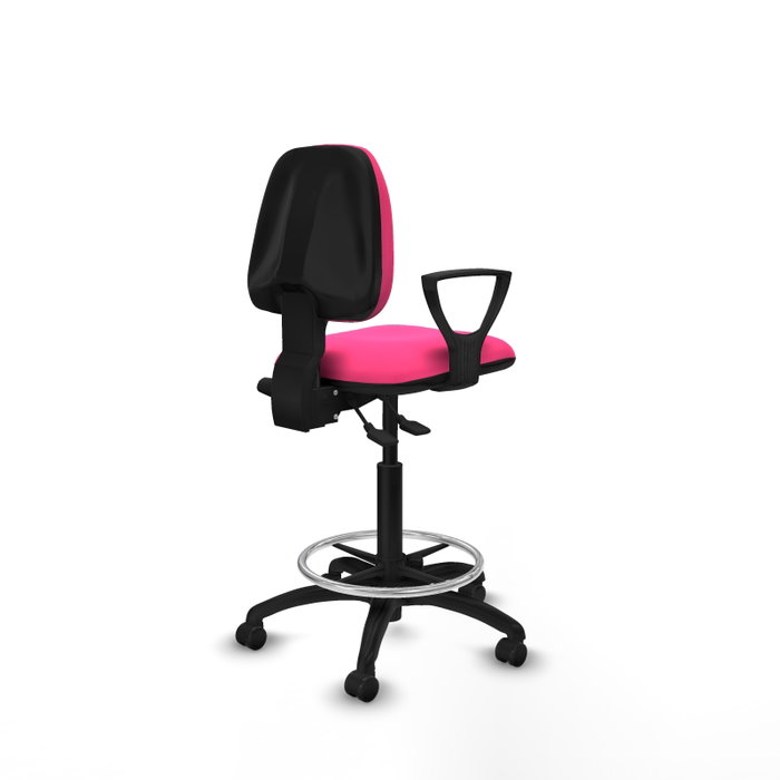 PIQUERAS Y CRESPO Taburete Isso AS similpiel rosa con brazos fijos