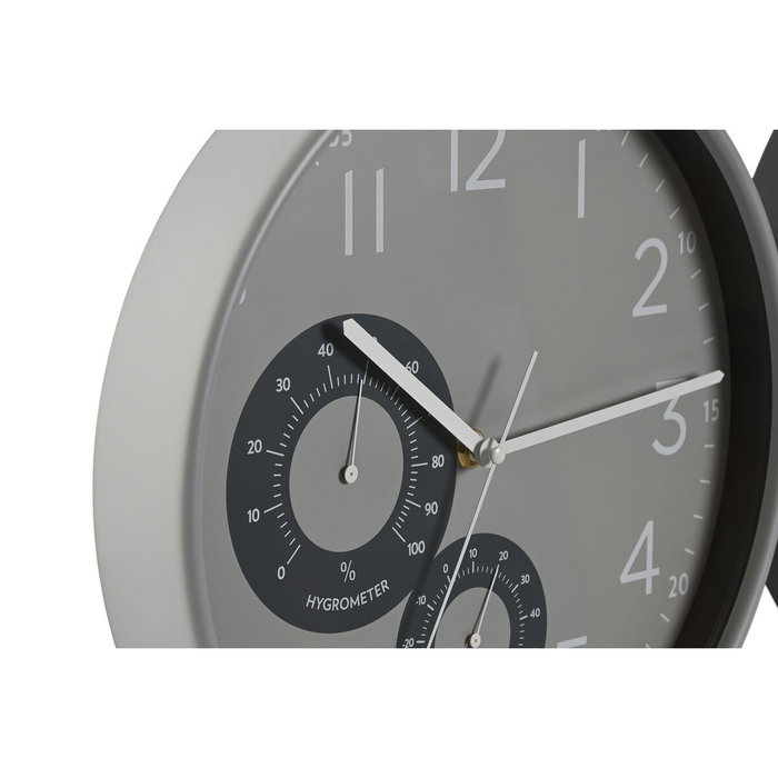 DKD Home Decor Set de 2 Relojes de Pared con Termómetro e Higrómetro, PVC, Negro/Gris