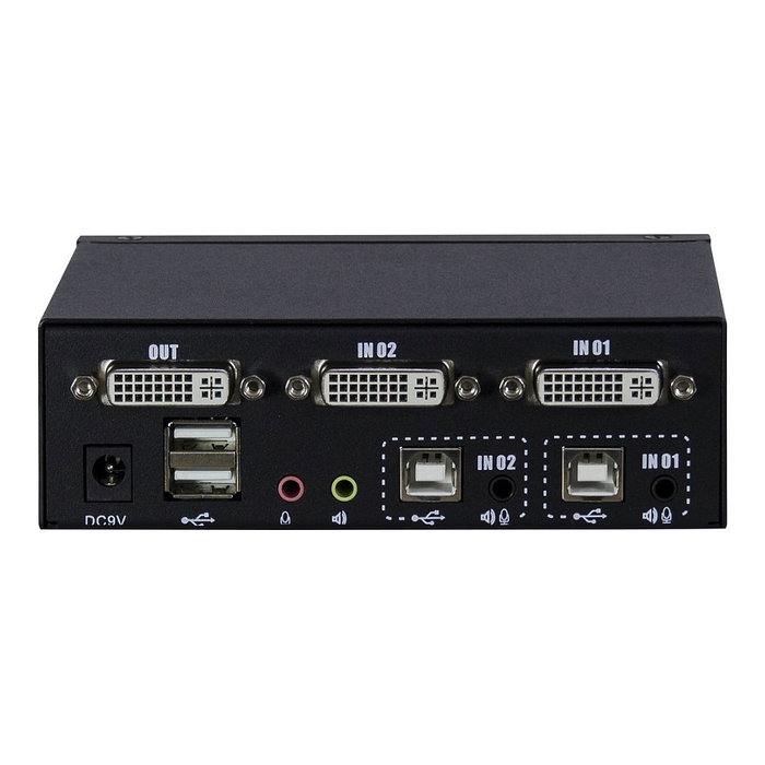 Inter-Tech KVM Switch AS-21DA DVI de 2 puertos, Metal, Front US