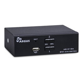 Inter-Tech KVM Switch AS-21DA DVI de 2 puertos, Metal, Front US