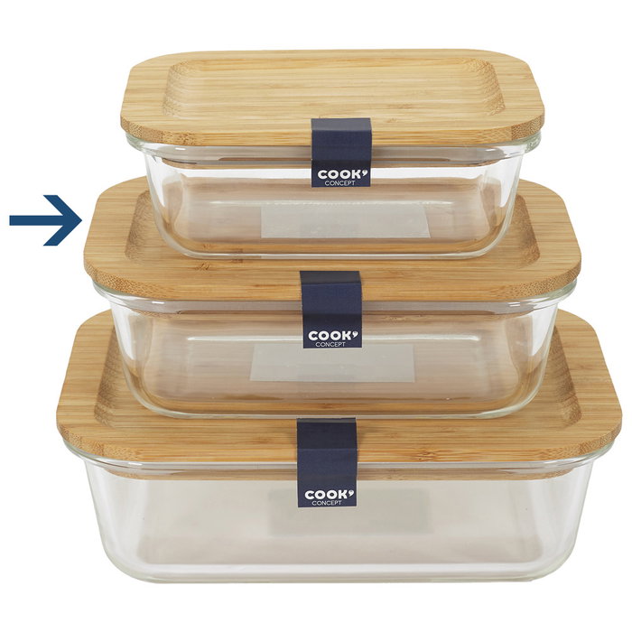 Cook Concept Fiambrera de 520 ml con Vidrio y Bambú