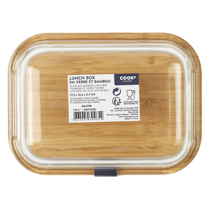 Cook Concept Fiambrera de 520 ml con Vidrio y Bambú