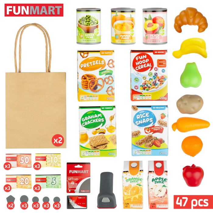 FUNMART Supermercado de juguete con accesorios, luz y sonidos