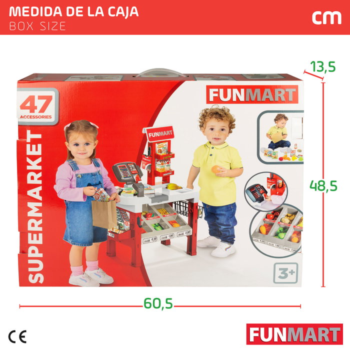 FUNMART Supermercado de juguete con accesorios, luz y sonidos