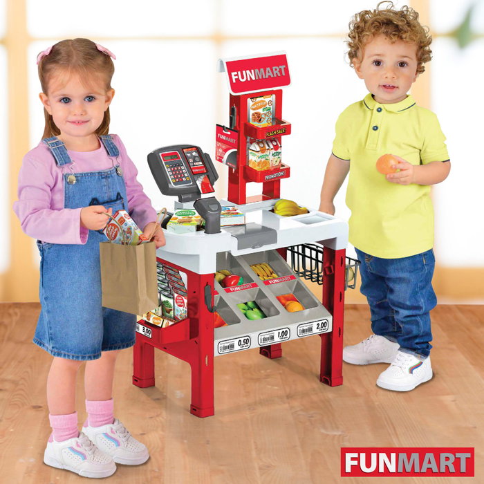 FUNMART Supermercado de juguete con accesorios, luz y sonidos