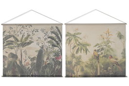 DKD Home Decor Lienzo de Lino Abeto Tropical Surtido de 2 en 2 unidades