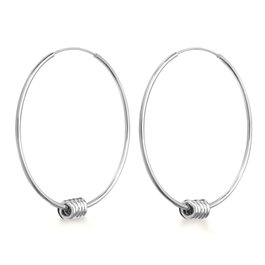 Rosefield IGGY SPRING HOOP LARGE SILVER Pendientes de Acero Inoxidable