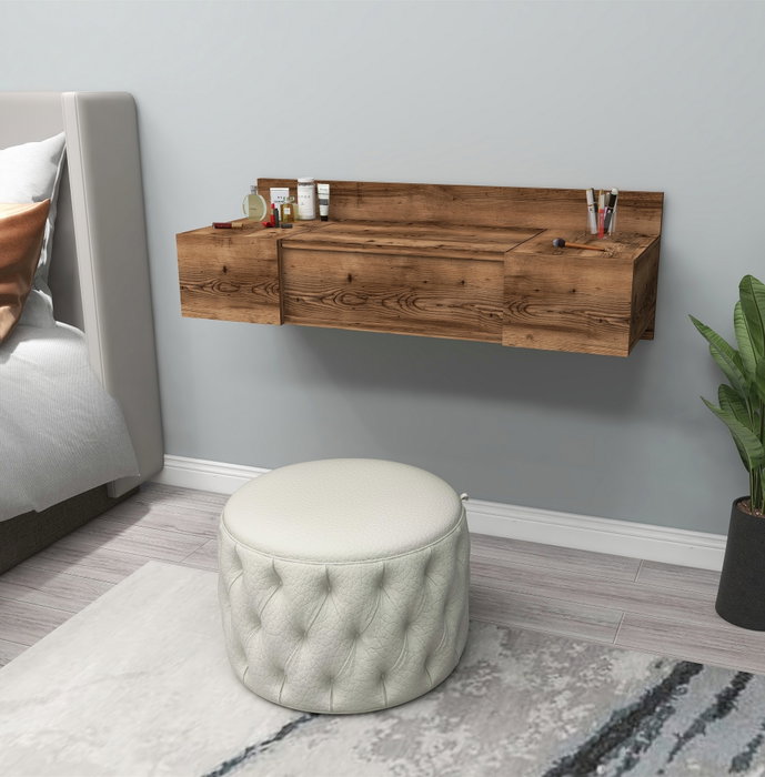 Hanah Home Mesa de Maquillaje Lydia 100x33x39.1 cm | Espejo Incluido | Fijación Pared