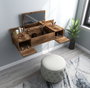 Hanah Home Mesa de Maquillaje Lydia 100x33x39.1 cm | Espejo Incluido | Fijación Pared
