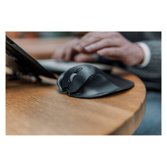 BakkerElkhuizen HandShoeMouse Shift Medium Ratón Ergonómico Inalámbrico Bluetooth Ambidiestro Óptico 1000 DPI Negro para Oficina