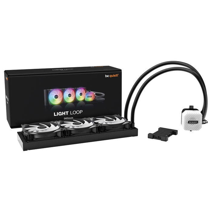 be quiet! LIGHT LOOP 360mm Refrigeración Líquida AIO, 3 Ventiladores 120mm ARGB, Negro, 105.1 m³/h Flujo de Aire, PWM, Compatible con LGA1700/AM5