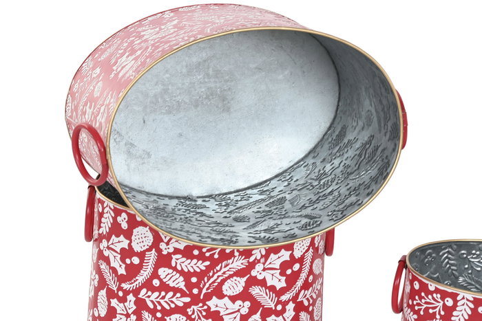 DKD Home Decor Caja Navidad Tradicional Verde Rojo Set de 3 Metal 19.5 x 24 x 28.5 cm