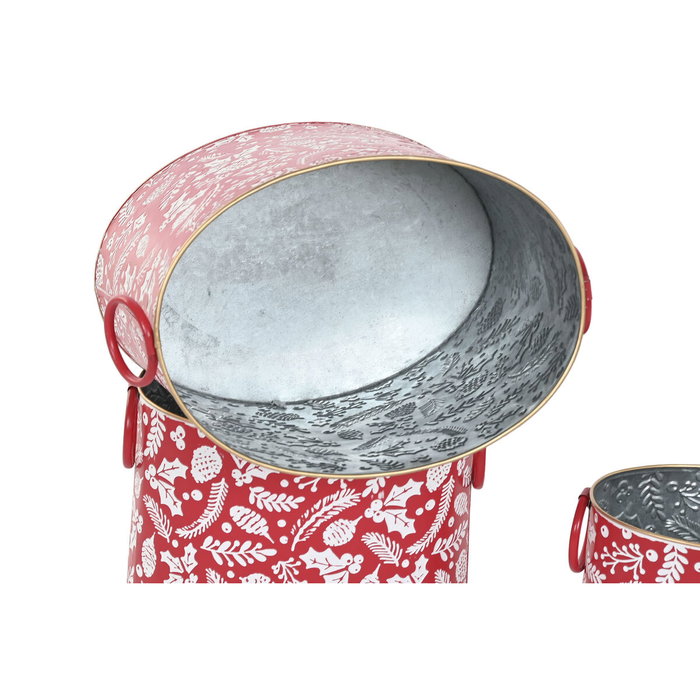 DKD Home Decor Set de 3 Cajas Metálicas Surtidas Verde y Rojo