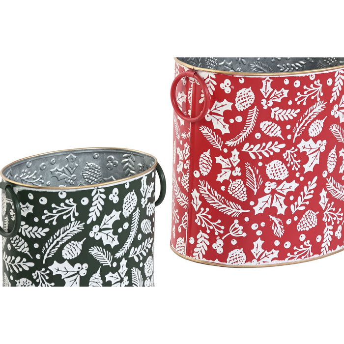 DKD Home Decor Set de 3 Cajas Metálicas Surtidas Verde y Rojo
