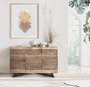 Giner y Colomer Aparador Madera de Acacia y Metal Natural 140 cm 3 Puertas 3 Cajones