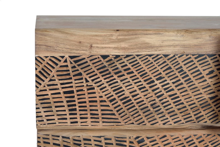 Giner y Colomer Aparador Madera de Acacia y Metal Natural 140 cm 3 Puertas 3 Cajones