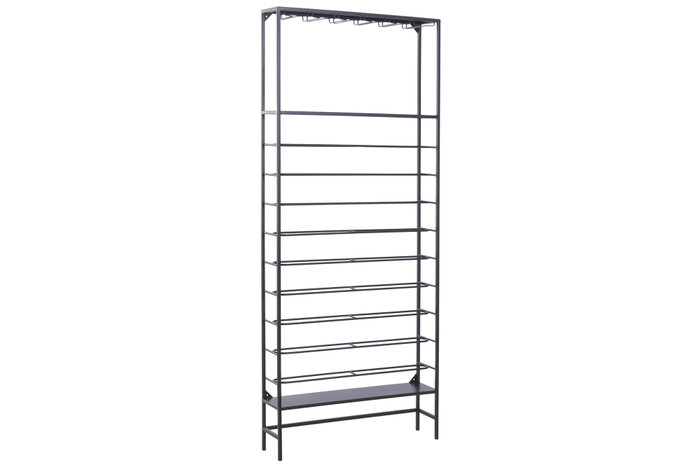 DKD Home Decor Botellero Loft, Metal, Negro, 16 x 180 x 75 cm, 11 Estantes DKD Home Decor Botellero Loft, Metal, Negro, 16 x 180 x 75 cm, 11 Estantes