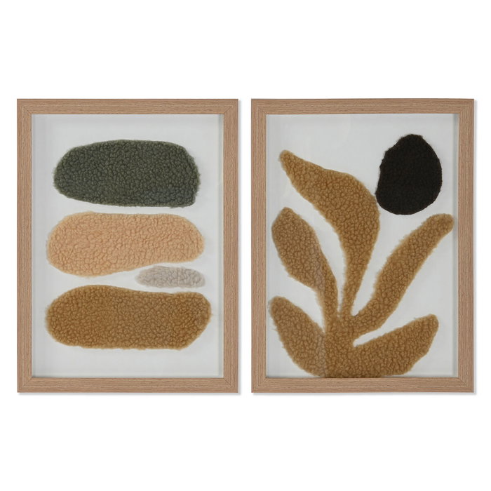 DKD Home Decor Cuadro Abstracto 3D Pack de 2, 30x2,5x60 cm Multicolor y Blanco