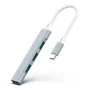 HUB TYPE-C 4 Puertos USB 3.0 Hub USB-C a 4x USB 3.0 de Alta Velocidad Aleación de Aluminio Color Gris