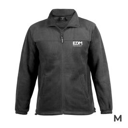 Edm Chaqueta Forro Polar Fleece 280g/m² con Cremallera, Cuello Maxi, Anti-pilling, Bordado, Negra Talla M