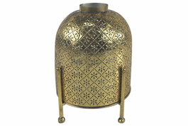 DKD Home Decor Portavelas de Metal y Cristal Dorado