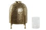 DKD Home Decor Portavelas Oriental Metal y Cristal Dorado 19 x 24.5 x 19 cm