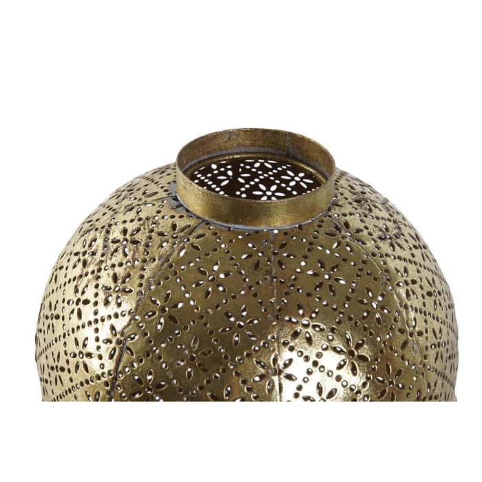 DKD Home Decor Portavelas de Metal y Cristal Dorado