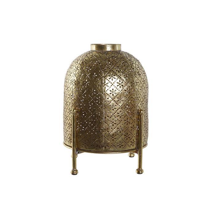 DKD Home Decor Portavelas de Metal y Cristal Dorado