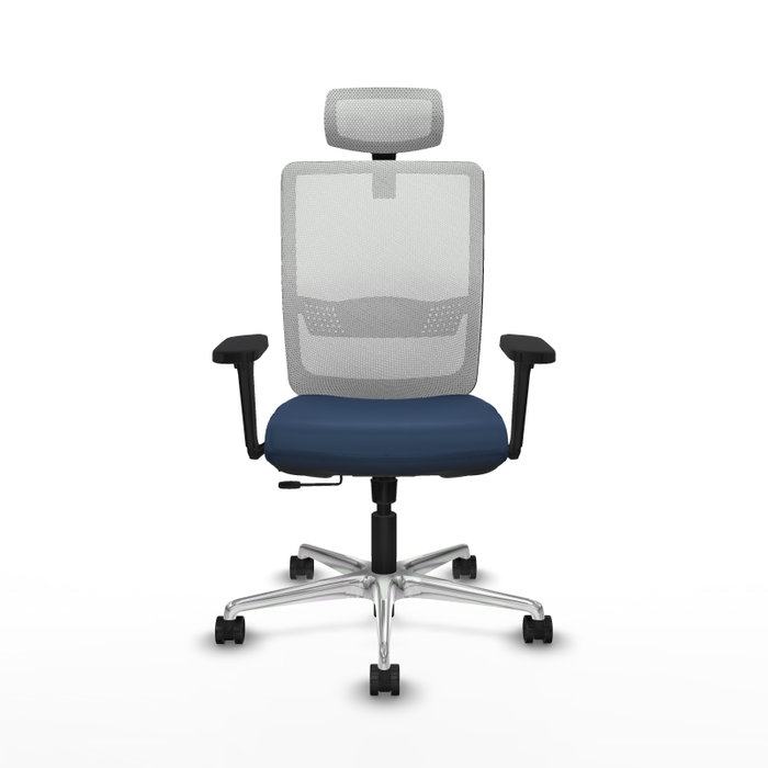 PIQUERAS Y CRESPO Silla de oficina Haches con mecanismo Sincro/Traslack, Azul marino y Blanco