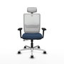 PIQUERAS Y CRESPO Silla de oficina Haches con mecanismo Sincro/Traslack, Azul marino y Blanco