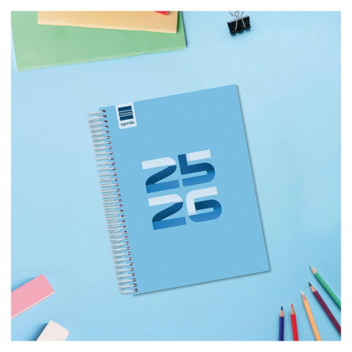 Finocam Agenda Escolar 2025-2026 Cool 4º 645060126 1 Día Página Azul Tapa Dura 155x212 mm